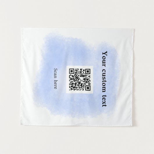 Blue Aquarell QR Scan Code hinzufügen benutzerdefi Wandteppich (Vorderseite (Horizontal))