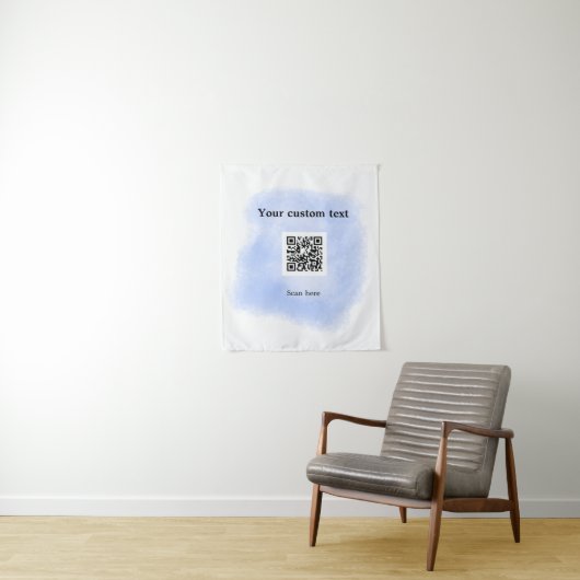 Blue Aquarell QR Scan Code hinzufügen benutzerdefi Wandteppich (Beispiel)