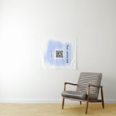 Blue Aquarell QR Scan Code hinzufügen benutzerdefi Wandteppich (Beispiel (Horizontal))