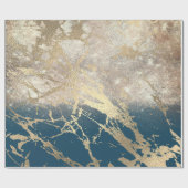 Blue Aquatic Aquamarin Gold Marbella Rose Glitzer Geschenkpapier (Flach)