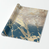 Blue Aquatic Aquamarin Gold Marbella Rose Glitzer Geschenkpapier (Ungerollt)