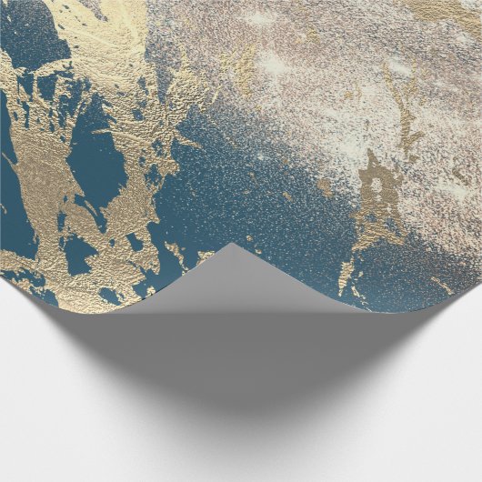 Blue Aquatic Aquamarin Gold Marbella Rose Glitzer Geschenkpapier (Ecke)