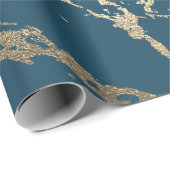 Blue Aquatic Aquamarin Gold Marbella Rose Glitzer Geschenkpapier (Rolleneckpunkt)