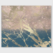 Blue Aquatic Aquamarin Gold Marbella Shiny Glitzer Geschenkpapier (Flach)