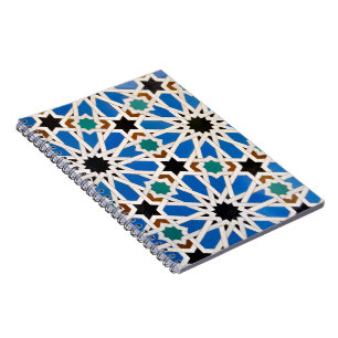 Blue Arabesque Mosaik Muster Spiral Notebook Notizblock