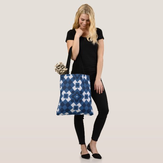 Blue Arabesque Pattern Tasche (Am Model)