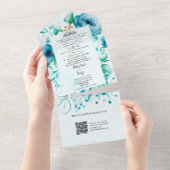 Blue Arabic & English All in one Wedite Einladung (Abreißen)