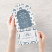 Blue Arch Boho Rainbow Baby Dusche All In One Einladung (Abreißen)