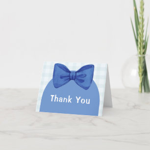 Blue Arch Gingham Kariert Bow Boy Baby Dusche Dankeskarte