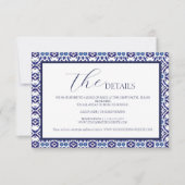 Blue Arch Mexican Talavera Spanish Wedding Details RSVP Karte (Vorderseite)