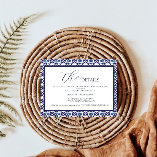 Blue Arch Mexican Talavera Spanish Wedding Details RSVP Karte