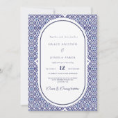 Blue Arch Mexican Talavera Spanish Wedding Einladung (Vorderseite)