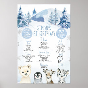 Blue Arctic Onederland 1. Geburtstag Meilenstein Poster