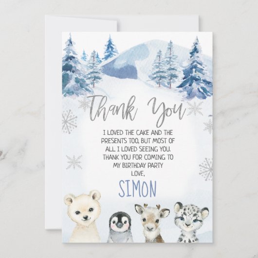 Blue Arctic Onederland Geburtstag Danke Karte (Vorderseite)