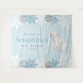 Blue Arctic Polar Bear Baby Dusche Hintergrund Wandteppich