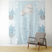 Blue Arctic Polar Bear Baby Dusche Hintergrund Wandteppich (Beispiel)