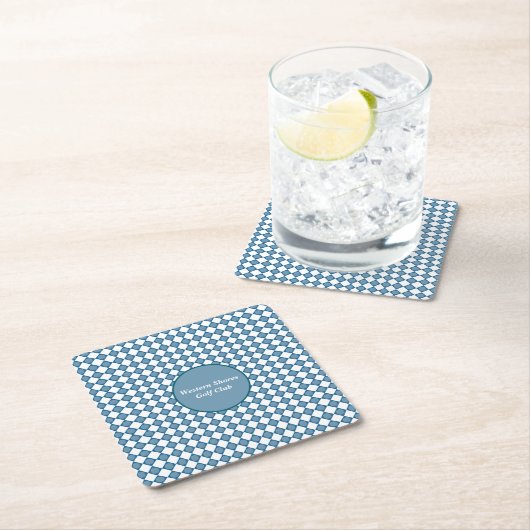 Blue Argyle Golf Pattern  Rechteckiger Pappuntersetzer (Vor Ort)