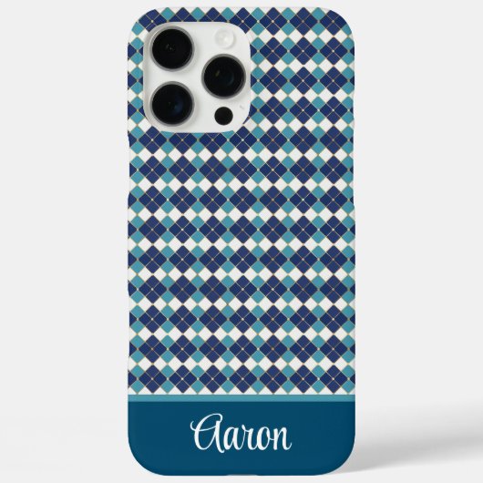 Blue Argyle Personalize Case-Mate iPhone Hülle (Rückseite)