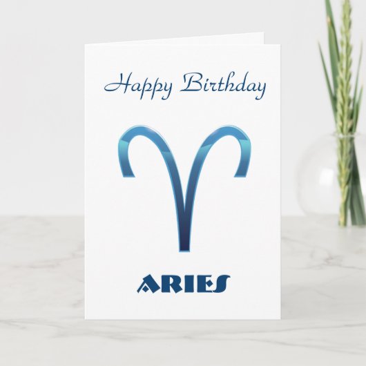 Blue Aries Zodiac Signs Happy Birthday Karte (Vorderseite)