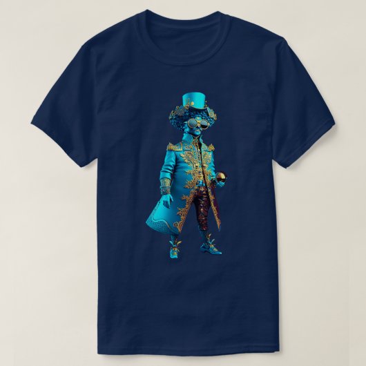 Blue Aristocat A Metallic Fashionista Emoji T-Shirt (Design vorne)
