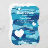 Blue Army Camouflage Baby Dusche Einladungen mit H (Vorne/Hinten)