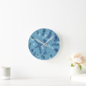 Blue Army Camouflage Pattern Runde Wanduhr (Zuhause)