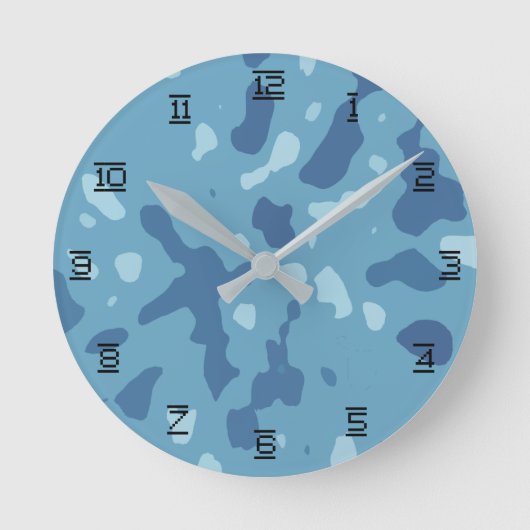 Blue Army Camouflage Pattern Runde Wanduhr (Vorderseite)