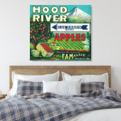 Blue Arrow Apple Crate LabelHood River, OR Leinwanddruck (Insitu (Schlafzimmer))