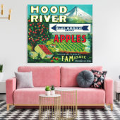 Blue Arrow Apple Crate LabelHood River, OR Leinwanddruck (Insitu (Wohnzimmer))