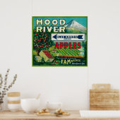 Blue Arrow Apple Crate LabelHood River, OR Poster (Küche)