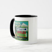 Blue Arrow Apple Crate LabelHood River, OR Tasse (Vorderseite Links)