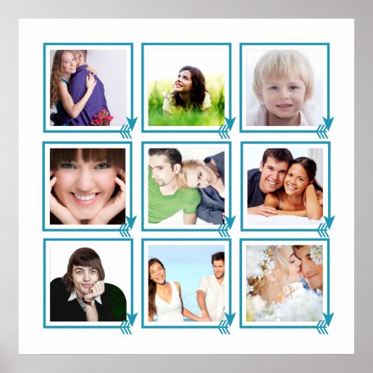 Blue Arrow Frames Ihre Fotos Instagramm Poster (Vorne)