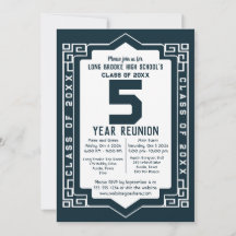 Blue Art Deco 5 Jahre High School Wiedersehen