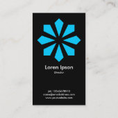 Blue Art Deco Blume Star - Black Visitenkarte (Rückseite)