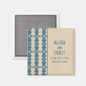 Blue Art Deco Border Save the Date Magnet (Vorderseite/Rückseite)