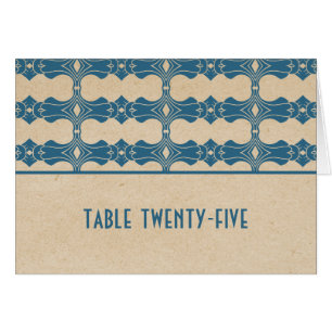 Blue Art Deco Border Tischnummer Card