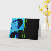 Blue Art Deco Card Karte (Gelbe Blume)
