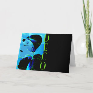 Blue Art Deco Card Karte