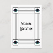 Blue Art Deco Design Hochzeitsempfang Begleitkarte (Vorderseite)