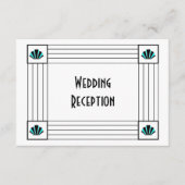 Blue Art Deco Design Hochzeitsempfang Begleitkarte (Vorderseite)