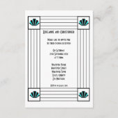 Blue Art Deco Design Hochzeitsempfang Begleitkarte (Rückseite)