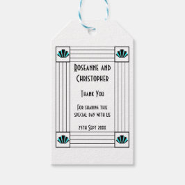 Blue Art Deco Design Wedding Geschenkanhänger