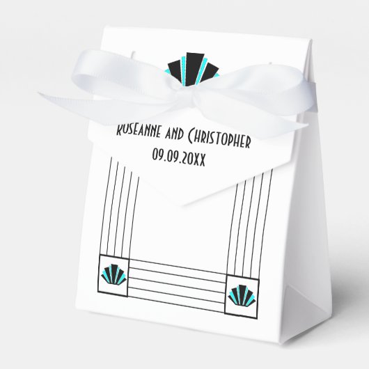 Blue Art Deco Design Wedding Geschenkschachtel (Vorderseite)