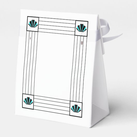 Blue Art Deco Design Wedding Geschenkschachtel (Rückseite)