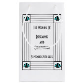 Blue Art Deco Design Wedding Kleine Geschenktüte (Rückseite)