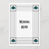 Blue Art Deco Design Wedding Menükarte (Vorderseite)