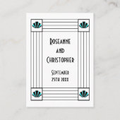 Blue Art Deco Design Wedding Platzkarte (Rückseite)