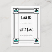 Blue Art Deco Design Wedding Platzkarte (Vorderseite)