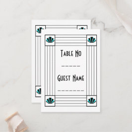 Blue Art Deco Design Wedding Platzkarte