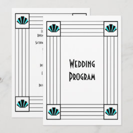Blue Art Deco Design Wedding Programm